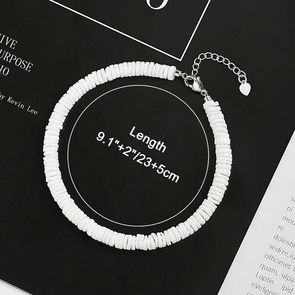 Ankle Bracelets for Women Adjustable Boho Pearl Beads Natural Shell Anklet Handm - Picture 7 of 7